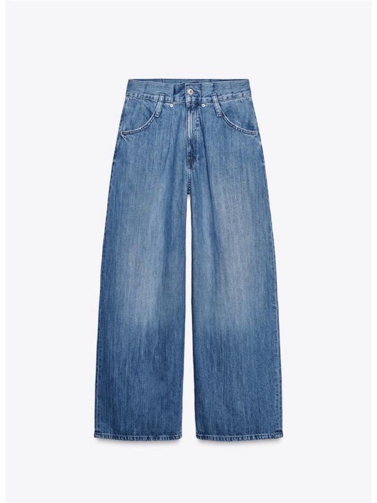 Zara Denim - Zara Paperbag High Waisted Blue Denim Jeans